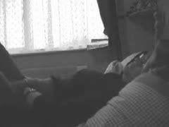 A fat wife masturbates without being aware of a concealed camera.